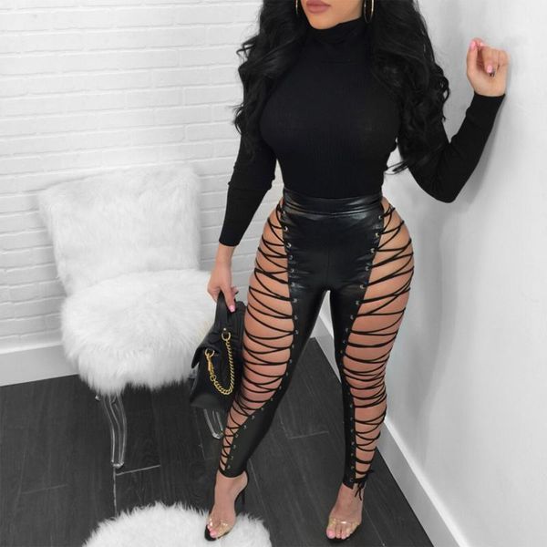 women's pants & capris women fashion hollow lace-up pu trousers side leather eyelet straps high waist club clothing, Black;white
women's pants & capris women fashion hollow lace-up pu trousers side leather eyelet straps high waist club clothing, Black;white