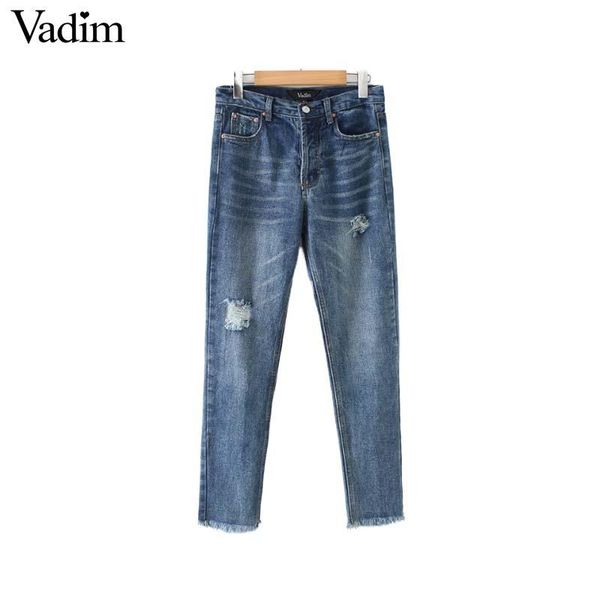 women's jeans vadim women holes design denim pockets fringe tassels vintage female casual ankle length trousers pantalones mujer ka456, Blue
women's jeans vadim women holes design denim pockets fringe tassels vintage female casual ankle length trousers pantalones mujer ka456, Blue