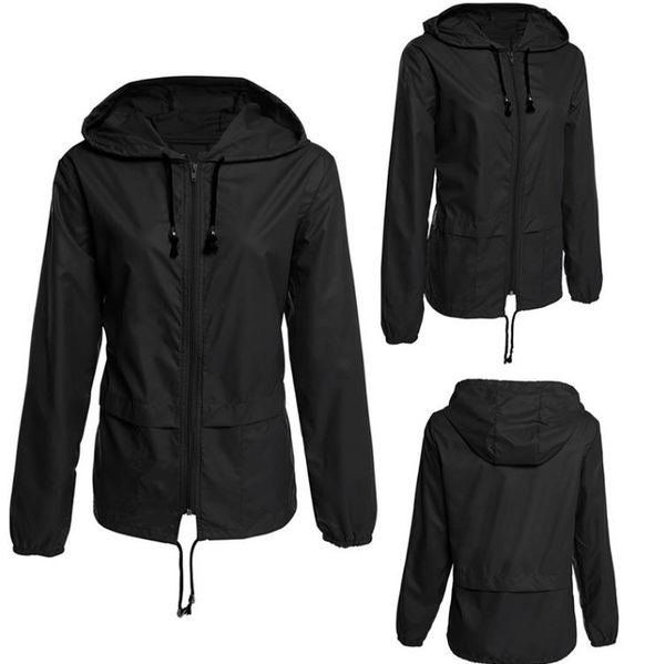 outdoor hooded zipper cardigan hiking rainproof jacket women's top, Black;brown