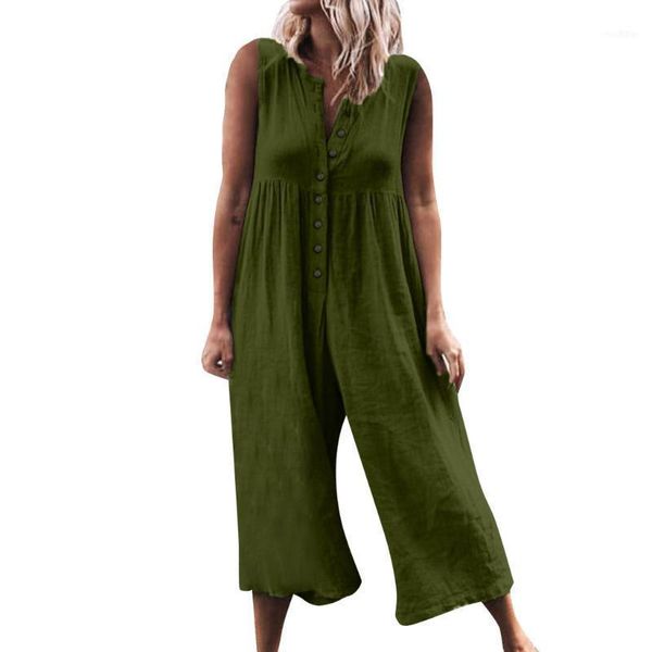 jumpsuit romper women casual high waist cotton linen button sleeveless solid loose summer clothes 1, Black;white
jumpsuit romper women casual high waist cotton linen button sleeveless solid loose summer clothes 1, Black;white