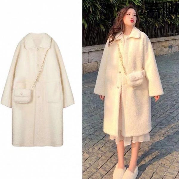 women's wool & blends 2021 korean loose elegant lamb warm winter coat women long jackets solid turn-down single breasted pockets outerw, Black
women's wool & blends 2021 korean loose elegant lamb warm winter coat women long jackets solid turn-down single breasted pockets outerw, Black