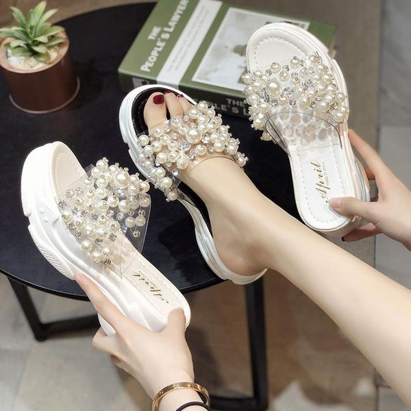 slippers 2021 summer women wedges casual shoes slip on slides beach flip flops fashion pearls platform sandals 5133, Black
slippers 2021 summer women wedges casual shoes slip on slides beach flip flops fashion pearls platform sandals 5133, Black