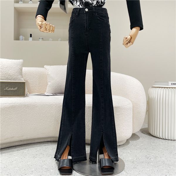 nicho female design spring 2021 fashion high waist split jeans floor sweeping expanded pants, Blue
nicho female design spring 2021 fashion high waist split jeans floor sweeping expanded pants, Blue