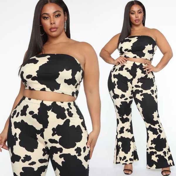 plus size tracksuits spot printing women strapless two pieces sets summer arrivals high waist flared pants sleeveless tank outfits, Black
plus size tracksuits spot printing women strapless two pieces sets summer arrivals high waist flared pants sleeveless tank outfits, Black