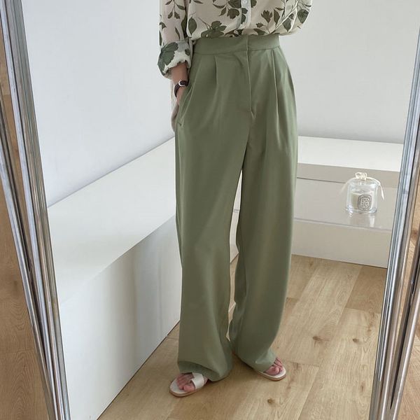 green solid women slender all match fashion casual straight high waist loose pants thin brief leisure trousers 210421, Black;white
green solid women slender all match fashion casual straight high waist loose pants thin brief leisure trousers 210421, Black;white