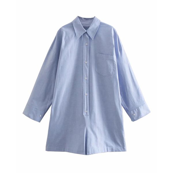 pseewe za blue shirt-style short jumpsuit women casual spring summer 2021 pocket long sleeve playsuits woman fashion rompers, Black;white
pseewe za blue shirt-style short jumpsuit women casual spring summer 2021 pocket long sleeve playsuits woman fashion rompers, Black;white