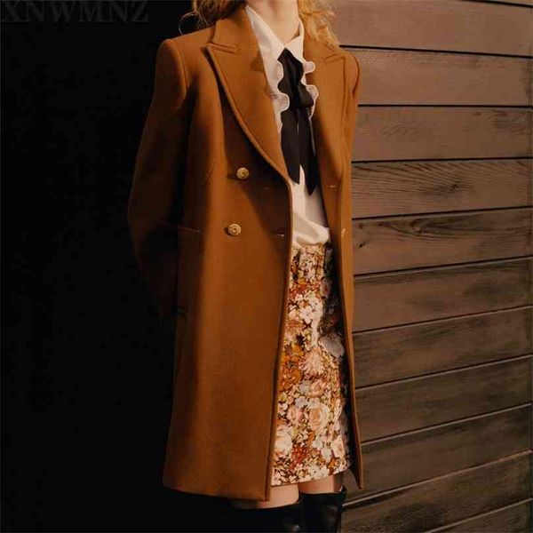women wool blend double-breasted coat lapel collar long sleeves metal buttons female outerwear chic 210520, Black
women wool blend double-breasted coat lapel collar long sleeves metal buttons female outerwear chic 210520, Black