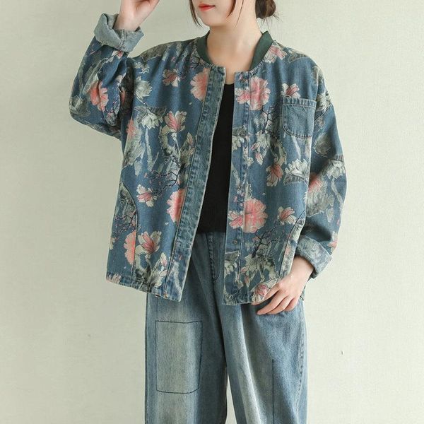 women's jackets autumn loose denim jacket female long-sleeved retro distressed printed baseball collar short coat jeans mujer chaqueta, Black;brown
women's jackets autumn loose denim jacket female long-sleeved retro distressed printed baseball collar short coat jeans mujer chaqueta, Black;brown