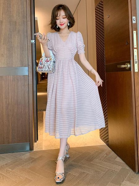women's tracksuits trendy striped jacquard tassel v-neck court sleeve high waist umbrella swing dress fashion summer style, Gray
women's tracksuits trendy striped jacquard tassel v-neck court sleeve high waist umbrella swing dress fashion summer style, Gray