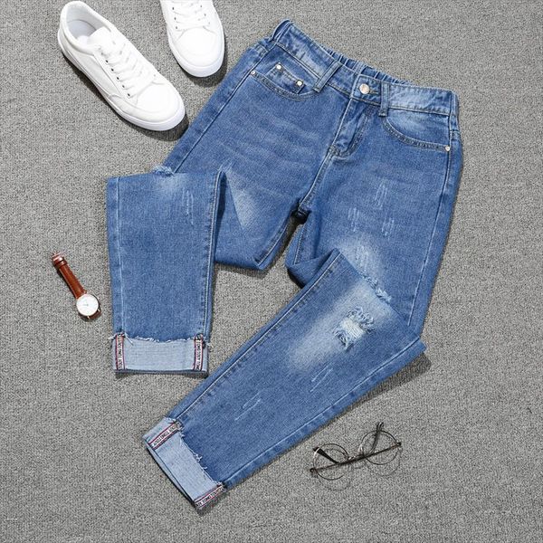 big size boyfriends vintage ripped women jean hole capri loose ankle length denim pants femme plus 4xl, Blue
big size boyfriends vintage ripped women jean hole capri loose ankle length denim pants femme plus 4xl, Blue