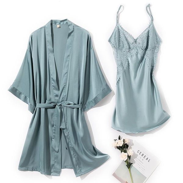 women's sleepwear spring autumn kimono gown women 2pcs robe set satin nightwear lace bridal wedding gift intimate lingerie, Black;red
women's sleepwear spring autumn kimono gown women 2pcs robe set satin nightwear lace bridal wedding gift intimate lingerie, Black;red
