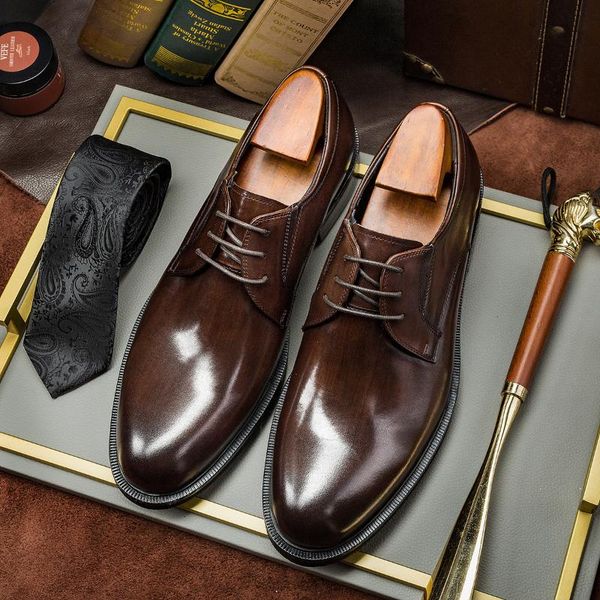 hanmce man dress shoes 2 color hand made men's genuine leather derby, Black 
hanmce man dress shoes 2 color hand made men's genuine leather derby, Black