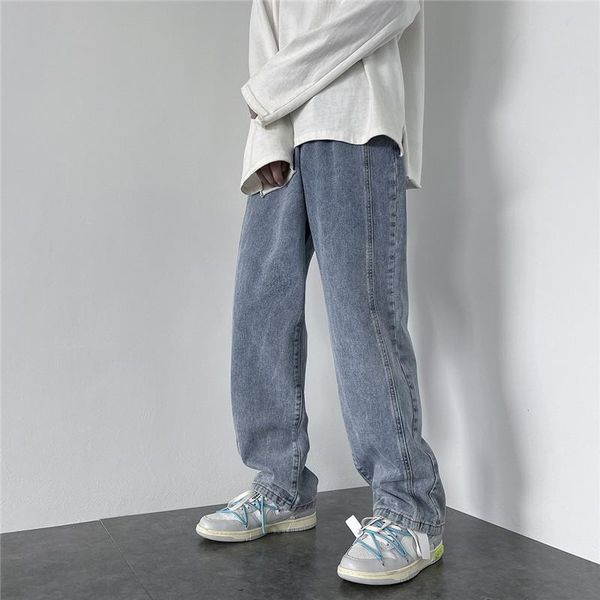 men's jeans 2021 autumn streetwear baggy men korean fashion loose straight wide leg pants male brand clothing black light 4 colors, Blue
men's jeans 2021 autumn streetwear baggy men korean fashion loose straight wide leg pants male brand clothing black light 4 colors, Blue