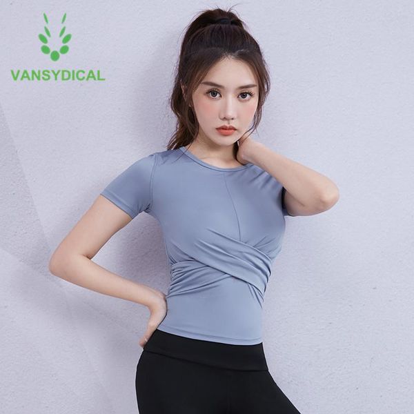 vansydical sports running short sleeve women gym yoga shirts cross folding quick dry summer fitness workout t-shirts jerseys, Black;blue
vansydical sports running short sleeve women gym yoga shirts cross folding quick dry summer fitness workout t-shirts jerseys, Black;blue
