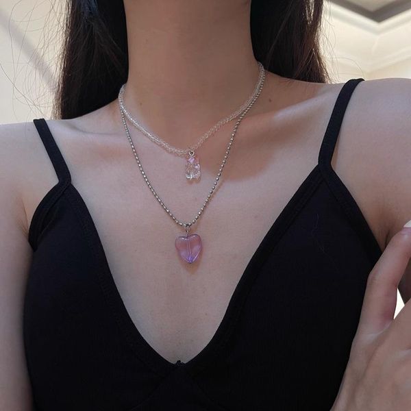 pendant necklaces 2pcs/lot purple love heart candy bear stainless steel necklace crystal bead for women men gift bijoux, Silver
pendant necklaces 2pcs/lot purple love heart candy bear stainless steel necklace crystal bead for women men gift bijoux, Silver