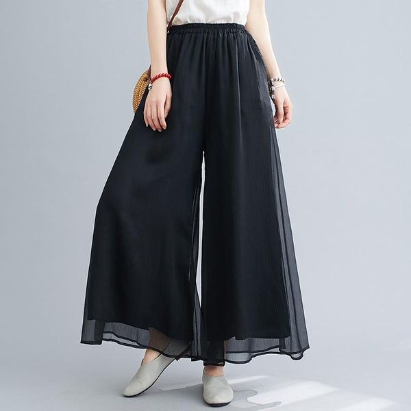 women's pants & capris korean version of retro chiffon 2021 literary national elegant ladies wide-leg harajuku, Black;white
women's pants & capris korean version of retro chiffon 2021 literary national elegant ladies wide-leg harajuku, Black;white