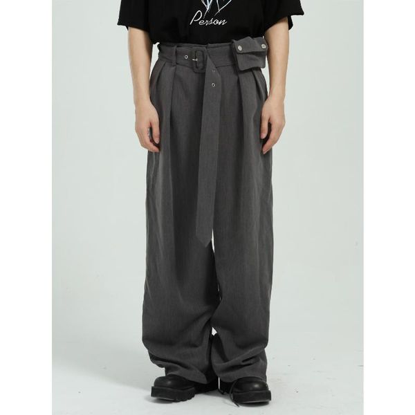 men's clothing - 2021 spring korean version design sense suit pants bandage wide leg trousers with card bag, Black
men's clothing - 2021 spring korean version design sense suit pants bandage wide leg trousers with card bag, Black