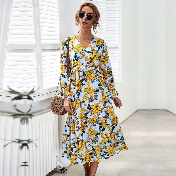 spring summer new floral dress women v neck flare sleeve high waist print knee length dresses ladies casual ruffles 210413, Black;gray
spring summer new floral dress women v neck flare sleeve high waist print knee length dresses ladies casual ruffles 210413, Black;gray