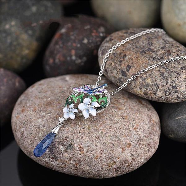 trendy necklace enamel zircon dragonfly flower creative party for ladies color blue women link chain - pendant necklaces, Silver
trendy necklace enamel zircon dragonfly flower creative party for ladies color blue women link chain - pendant necklaces, Silver