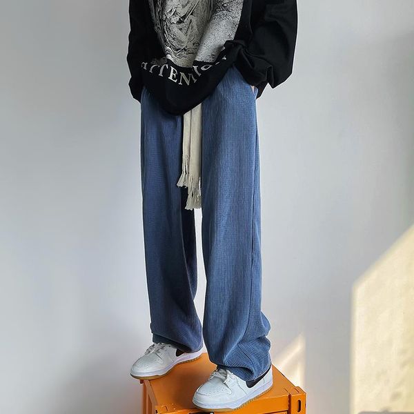 men's pants autumn loose straight wide striped elastic waist student sports korean men and women mopping, Black
men's pants autumn loose straight wide striped elastic waist student sports korean men and women mopping, Black