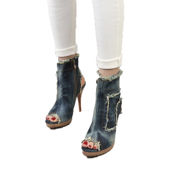 dress shoes fashion summer 2021 roman feng shui washable denim for women with cool side zipper open-toe thin heels high, Black
dress shoes fashion summer 2021 roman feng shui washable denim for women with cool side zipper open-toe thin heels high, Black
