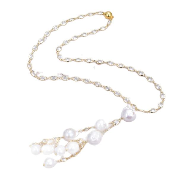 guaiguai jewelry white keshi pearl gold plated crystal sweater chain necklace pearl pendant necklace handmade for women real gems stone lady, Silver
guaiguai jewelry white keshi pearl gold plated crystal sweater chain necklace pearl pendant necklace handmade for women real gems stone lady, Silver