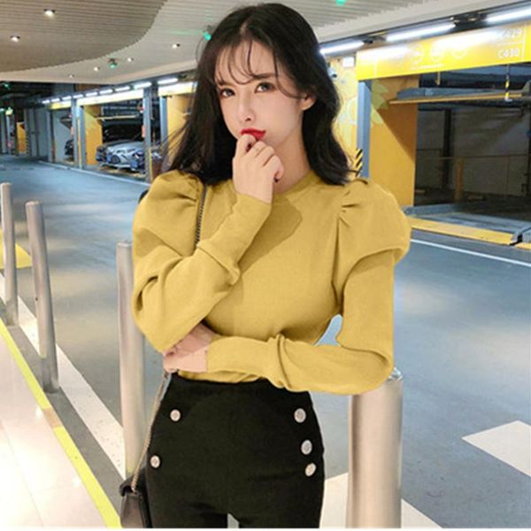 women's sweaters hedging sweater womens 2021 autumn winter korean fashion solid color retro all-match puff sleeve knitting female a276, White;black
women's sweaters hedging sweater womens 2021 autumn winter korean fashion solid color retro all-match puff sleeve knitting female a276, White;black