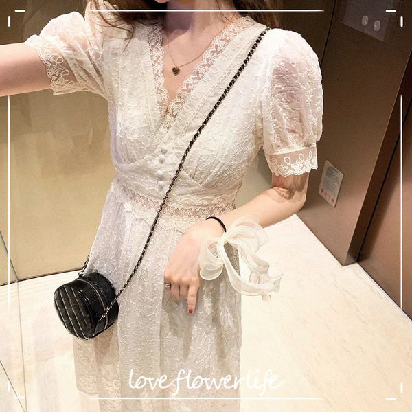 summer french elegant midi dress women v-neck short sleeve evening party dress female fairy beach dress korean 210521, Black;gray
summer french elegant midi dress women v-neck short sleeve evening party dress female fairy beach dress korean 210521, Black;gray