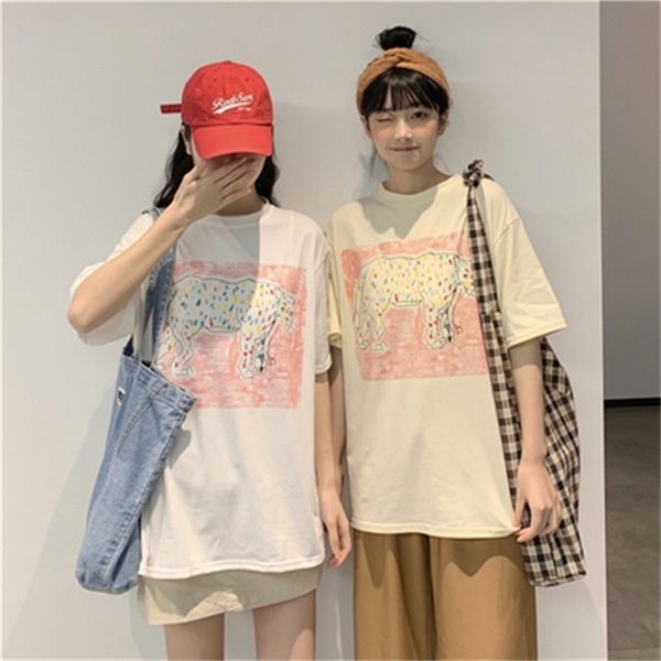 summer all match cartoon animal printed casual loose basic short sleeve cotton college wind summer women t-shirts 210522, White
summer all match cartoon animal printed casual loose basic short sleeve cotton college wind summer women t-shirts 210522, White