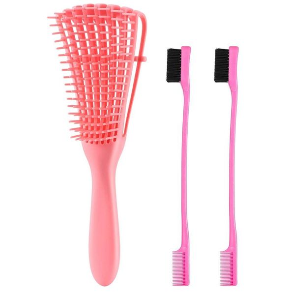 pieces detangling brush set with edge double sided, hair detangler for afro america textured 3a to 4c kinky wavy brushes, Silver 
pieces detangling brush set with edge double sided, hair detangler for afro america textured 3a to 4c kinky wavy brushes, Silver