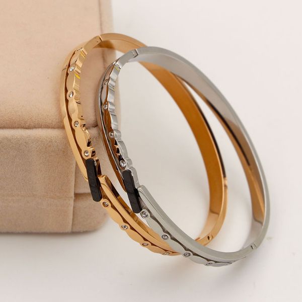 h3-412 korean version black slant bar love with diamond buckle bracelet fashionable female titanium steel accessory price, Silver
h3-412 korean version black slant bar love with diamond buckle bracelet fashionable female titanium steel accessory price, Silver