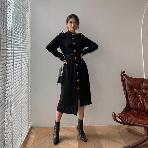 casual dresses 2021 fashion shirt dress gold button embellished solid black blue long sleeve irregular sheath femme vestidoes, Black;gray
casual dresses 2021 fashion shirt dress gold button embellished solid black blue long sleeve irregular sheath femme vestidoes, Black;gray