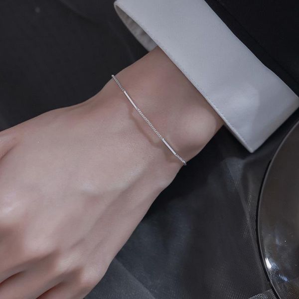link, chain women jewelry single one layer bracelet selling design silvery plating style thin metal for girl, Black
link, chain women jewelry single one layer bracelet selling design silvery plating style thin metal for girl, Black
