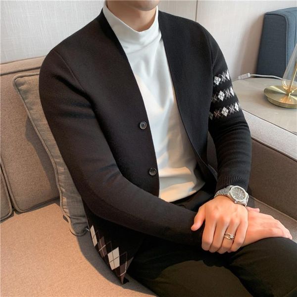 men's sweaters sweater spring and autumn cardigan jacket trend slim leisure lozenge plaid british style handsome fashion, White;black
men's sweaters sweater spring and autumn cardigan jacket trend slim leisure lozenge plaid british style handsome fashion, White;black