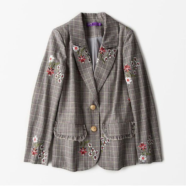women's tracksuits piece set women 2 sets vintage plaid embroidery long sleeve jackets + female womens suits blazer with shorts, Gray
women's tracksuits piece set women 2 sets vintage plaid embroidery long sleeve jackets + female womens suits blazer with shorts, Gray