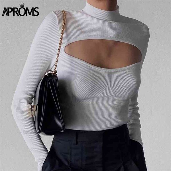 aproms elegant solid color cut-out soft knitted sweater women winter high neck long sleeve stretch basic female jumpers 210922, White;black
aproms elegant solid color cut-out soft knitted sweater women winter high neck long sleeve stretch basic female jumpers 210922, White;black