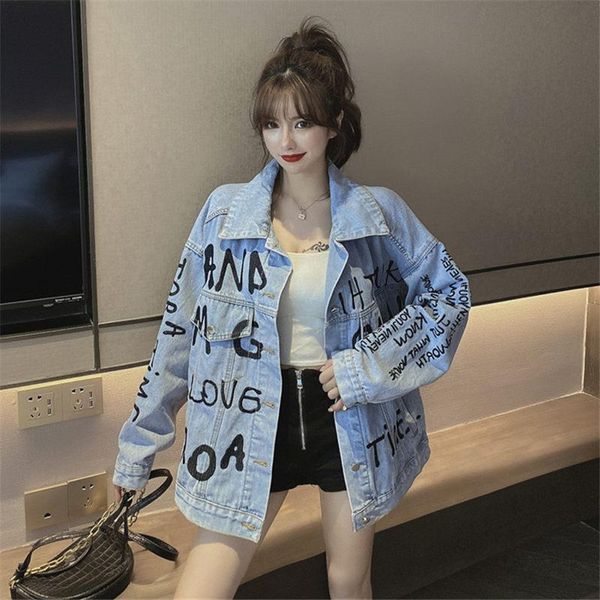 women's jackets harajuku washed denim jacket female spring and autumn retro loose korean letter embroidery jaqueta jeans feminina k1028, Black;brown
women's jackets harajuku washed denim jacket female spring and autumn retro loose korean letter embroidery jaqueta jeans feminina k1028, Black;brown