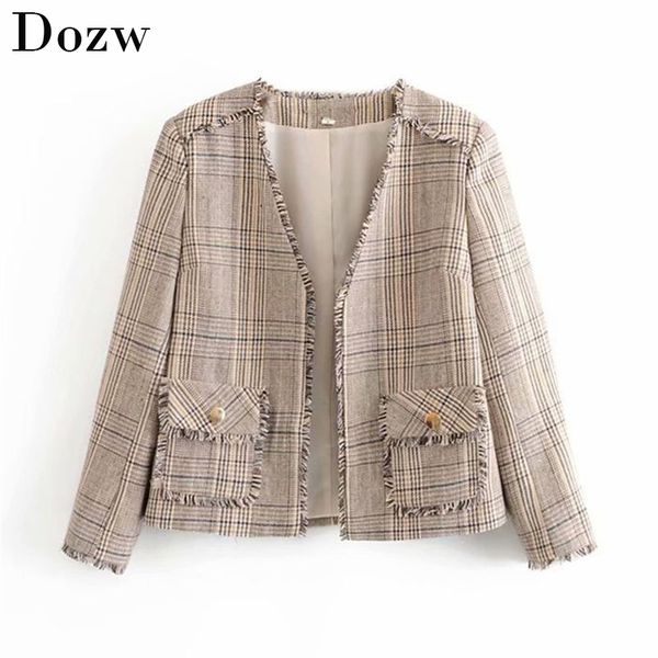tassel plaid women blazers and jackets winter elegant v-neck office ladies tweed jacket vintage pockets outwear suit blazers 210414, Black;brown
tassel plaid women blazers and jackets winter elegant v-neck office ladies tweed jacket vintage pockets outwear suit blazers 210414, Black;brown