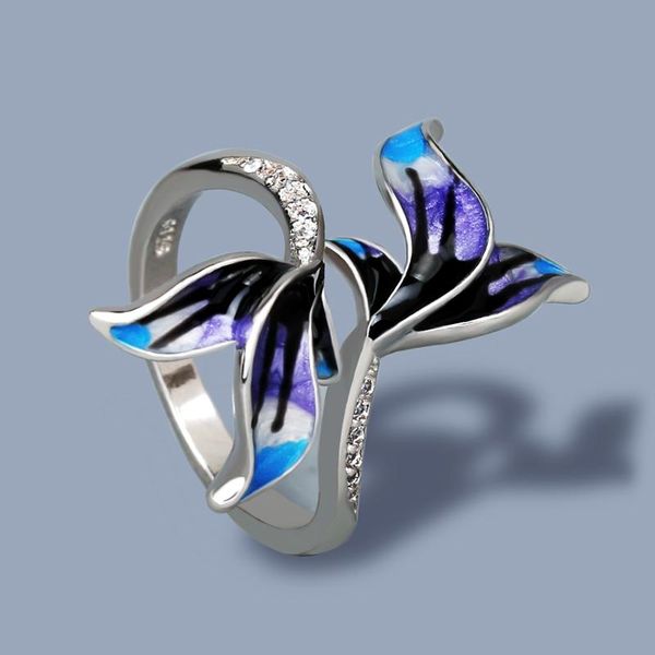 silver women's ring jewelry blue mermaid tail epoxy handmade enamel butterfly fine women rings cluster, Golden;silver
silver women's ring jewelry blue mermaid tail epoxy handmade enamel butterfly fine women rings cluster, Golden;silver