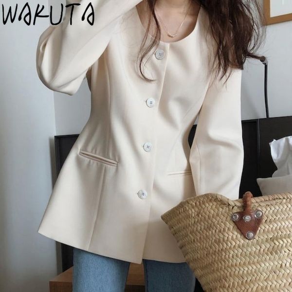 women's suits & blazers wakuta korean design slim waist long blazer women black apricot o neck coats puff sleeve ladies ins 2021 spring, White;black
women's suits & blazers wakuta korean design slim waist long blazer women black apricot o neck coats puff sleeve ladies ins 2021 spring, White;black