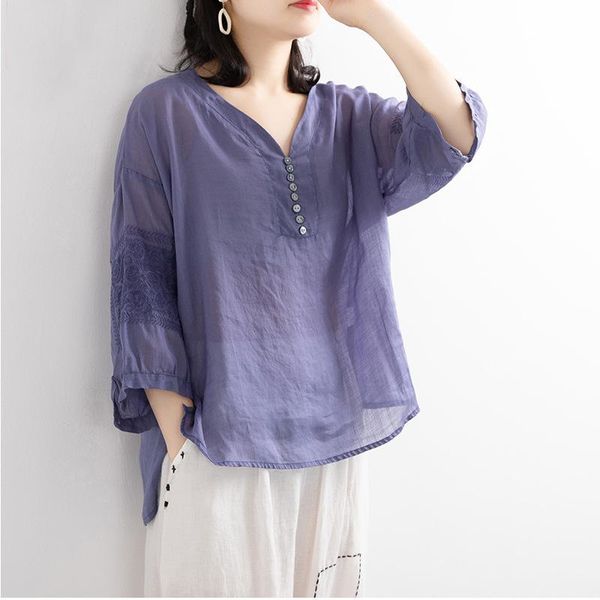 women's blouses & shirts 2021 casual summer cotton women blouse v-neck solid embroidery three quarter sleeve loose 4xl plus size breath, White
women's blouses & shirts 2021 casual summer cotton women blouse v-neck solid embroidery three quarter sleeve loose 4xl plus size breath, White