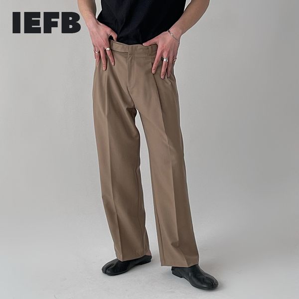 iefb men's clothing straight business trousers korean streetwear fashion design back button vent loose suit pants for male 210524, Black
iefb men's clothing straight business trousers korean streetwear fashion design back button vent loose suit pants for male 210524, Black