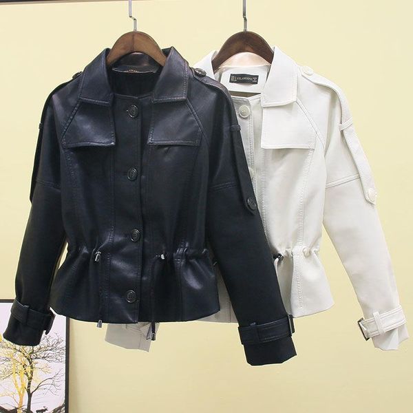 women's leather & faux women 's jacket 2021 spring and autumn korean style short temperamental waist slim fit petite top, Black
women's leather & faux women 's jacket 2021 spring and autumn korean style short temperamental waist slim fit petite top, Black