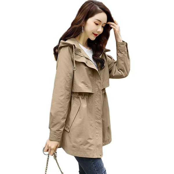 women's trench coats 2021 jacket spring autumn hooded causal windbreaker female basic jackets loose long sleeve women outwear, Tan;black
women's trench coats 2021 jacket spring autumn hooded causal windbreaker female basic jackets loose long sleeve women outwear, Tan;black