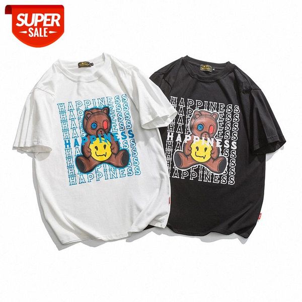 mansclot smiley bear print round neck loose short sleeve t-shirt male half #x589, White;black
mansclot smiley bear print round neck loose short sleeve t-shirt male half #x589, White;black