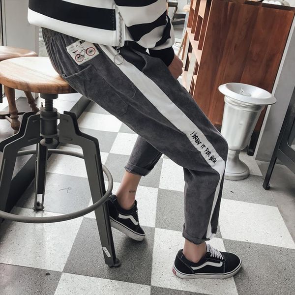 casual large size loose women pants ankle length micro elastic contrast color embroidery pencil, Black
casual large size loose women pants ankle length micro elastic contrast color embroidery pencil, Black