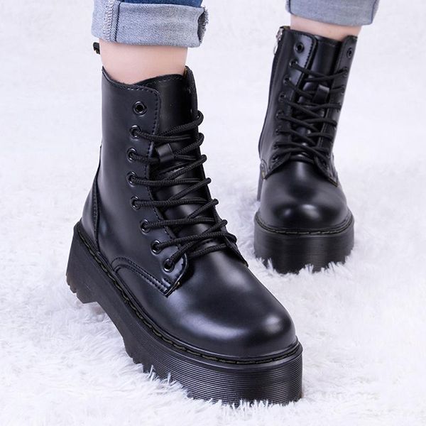 women boots platform ankle autumn winter shoes genuine leather motorcycle punk booties botas mujer, Black
women boots platform ankle autumn winter shoes genuine leather motorcycle punk booties botas mujer, Black