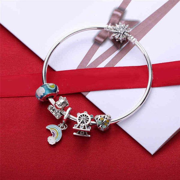 finished complete 925 sterling silver bracelet with charms for women fit european pandora charm beads jewelry-rainbow, Black
finished complete 925 sterling silver bracelet with charms for women fit european pandora charm beads jewelry-rainbow, Black