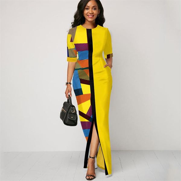 party dresses ladies fashion half sleeve dress women elegant round collar geometric printing splicing temperament for ball, White;black
party dresses ladies fashion half sleeve dress women elegant round collar geometric printing splicing temperament for ball, White;black