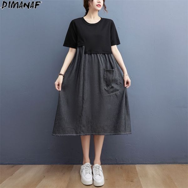 women dress female cotton patchwork sundress denim vintage elegant show thin big korean fashion summer 210531, Black;gray
women dress female cotton patchwork sundress denim vintage elegant show thin big korean fashion summer 210531, Black;gray